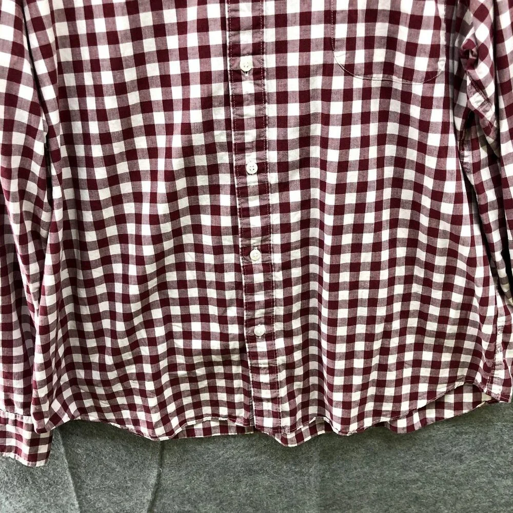J. Crew Slim Fit Button Down Shirt Mens XL Long Sleeve‎ Red White Plaid